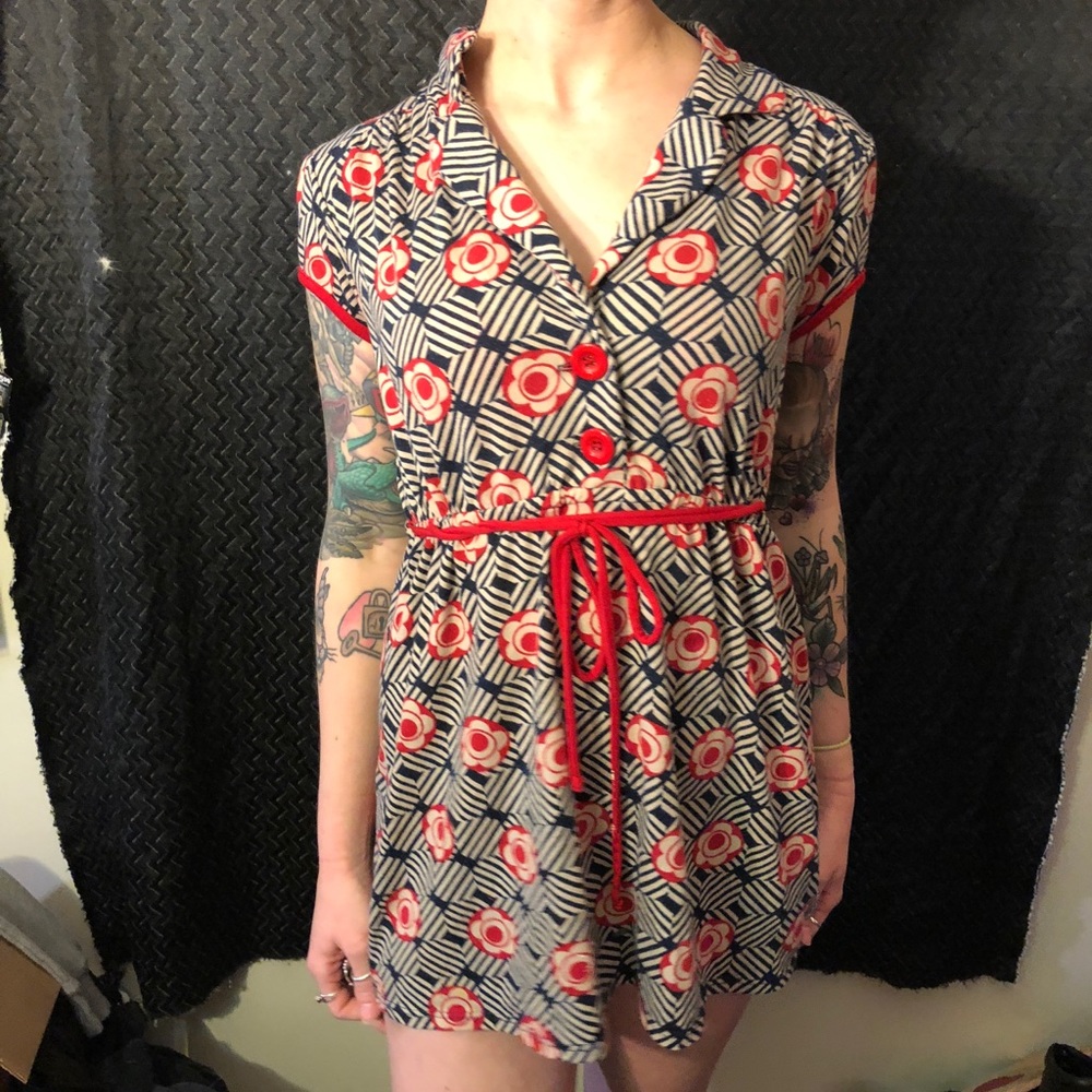 Cute Vintage Button-up Mini Dress